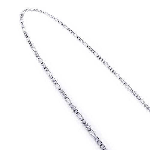 14K White Gold Figaro Chain For Men 2.5mm 22-24in 4 14K White Gold Figaro Chain For Men 2.5mm 22-24in - Image 2