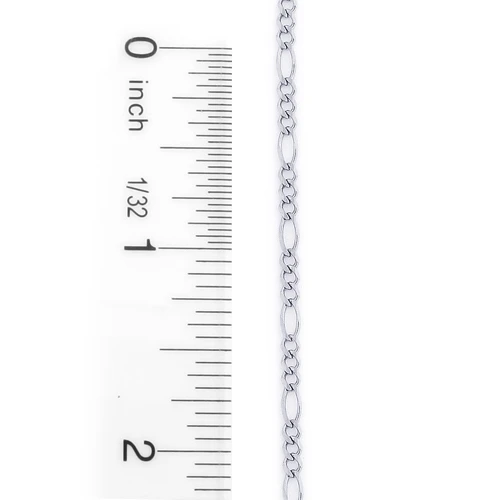 14K White Gold Figaro Chain For Men 2.5mm 22-24in 5 14K White Gold Figaro Chain For Men 2.5mm 22-24in - Image 3