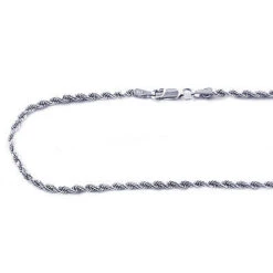 14K White Gold Men's Diamond Cut Rope Chain 2.5mm 18in - 40in
