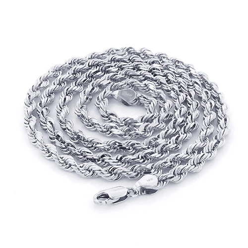 14K White Gold Rope Chain 4mm 22-30in 3 14K White Gold Rope Chain 4mm 22-30in