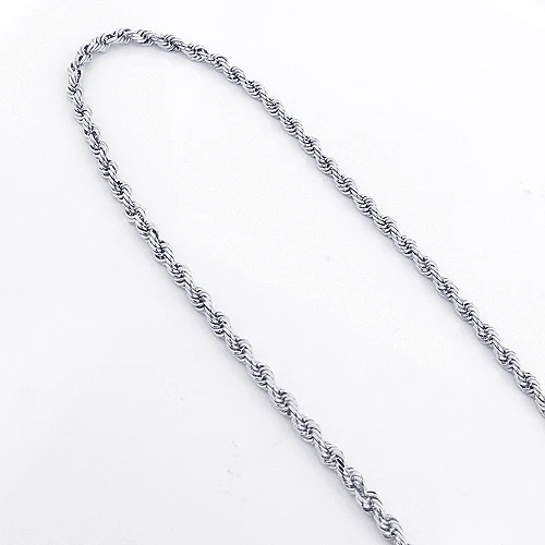 14K White Gold Rope Chain 4mm 22-30in 4 14K White Gold Rope Chain 4mm 22-30in - Image 2