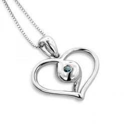 14K White Gold Single Blue Diamond Heart Necklace For Women Pendant -Invicta Jewelry Store 14k white gold single blue diamond heart necklace for women pendant 2