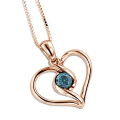 14K White Gold Single Blue Diamond Heart Necklace For Women Pendant -Invicta Jewelry Store 14k white gold single blue diamond heart necklace for women pendant ro