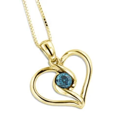 14K White Gold Single Blue Diamond Heart Necklace For Women Pendant -Invicta Jewelry Store 14k white gold single blue diamond heart necklace for women pendant ye