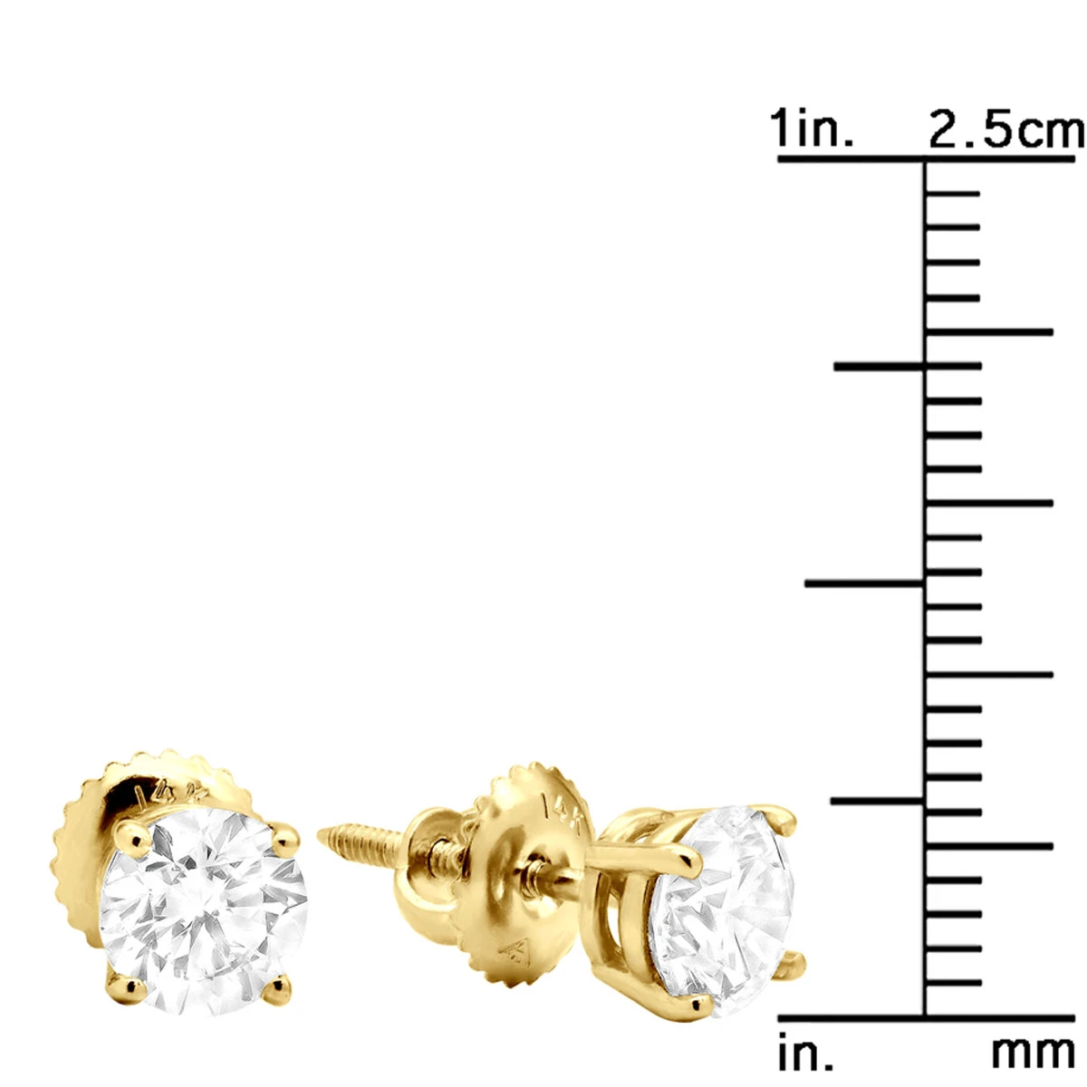 14K Yellow Gold Diamond Stud Earrings Round Cut 1.50ct 7 14K Yellow Gold Diamond Stud Earrings Round Cut 1.50ct - Image 5