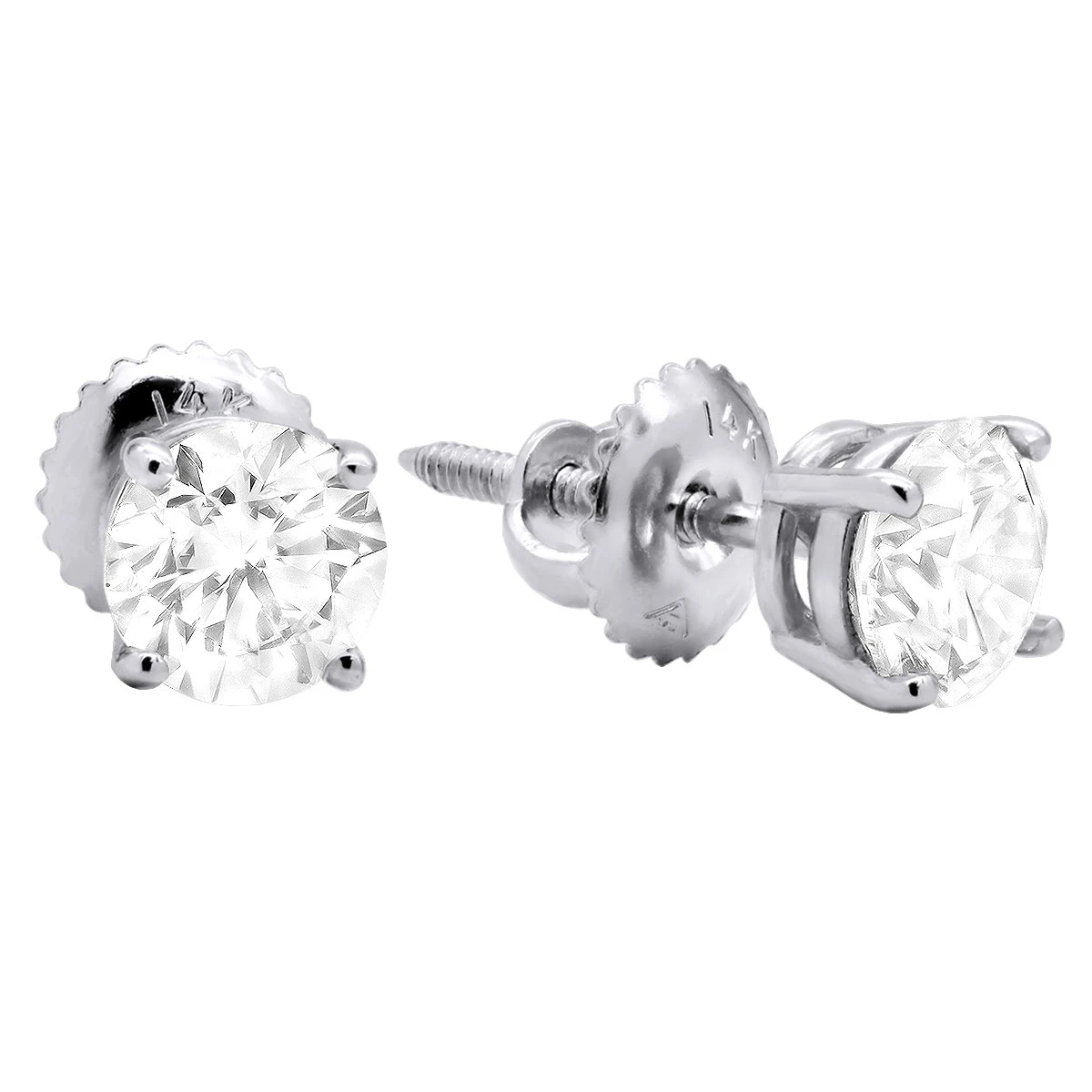 14K Yellow Gold Diamond Stud Earrings Round Cut 1.50ct 4 14K Yellow Gold Diamond Stud Earrings Round Cut 1.50ct - Image 2