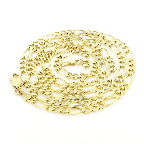 14K Yellow Gold Figaro Chain For Men 4.5mm 22-24in 3 14K Yellow Gold Figaro Chain For Men 4.5mm 22-24in
