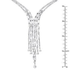 18K White Gold Antique Style Ladies Diamond Necklace Round Baguette Pear Diamonds 13 18K White Gold Antique Style Ladies Diamond Necklace Round Baguette Pear Diamonds -Invicta Jewelry Store 18k gold antique style ladies diamond necklace round baguette pear diamonds rulerwh
