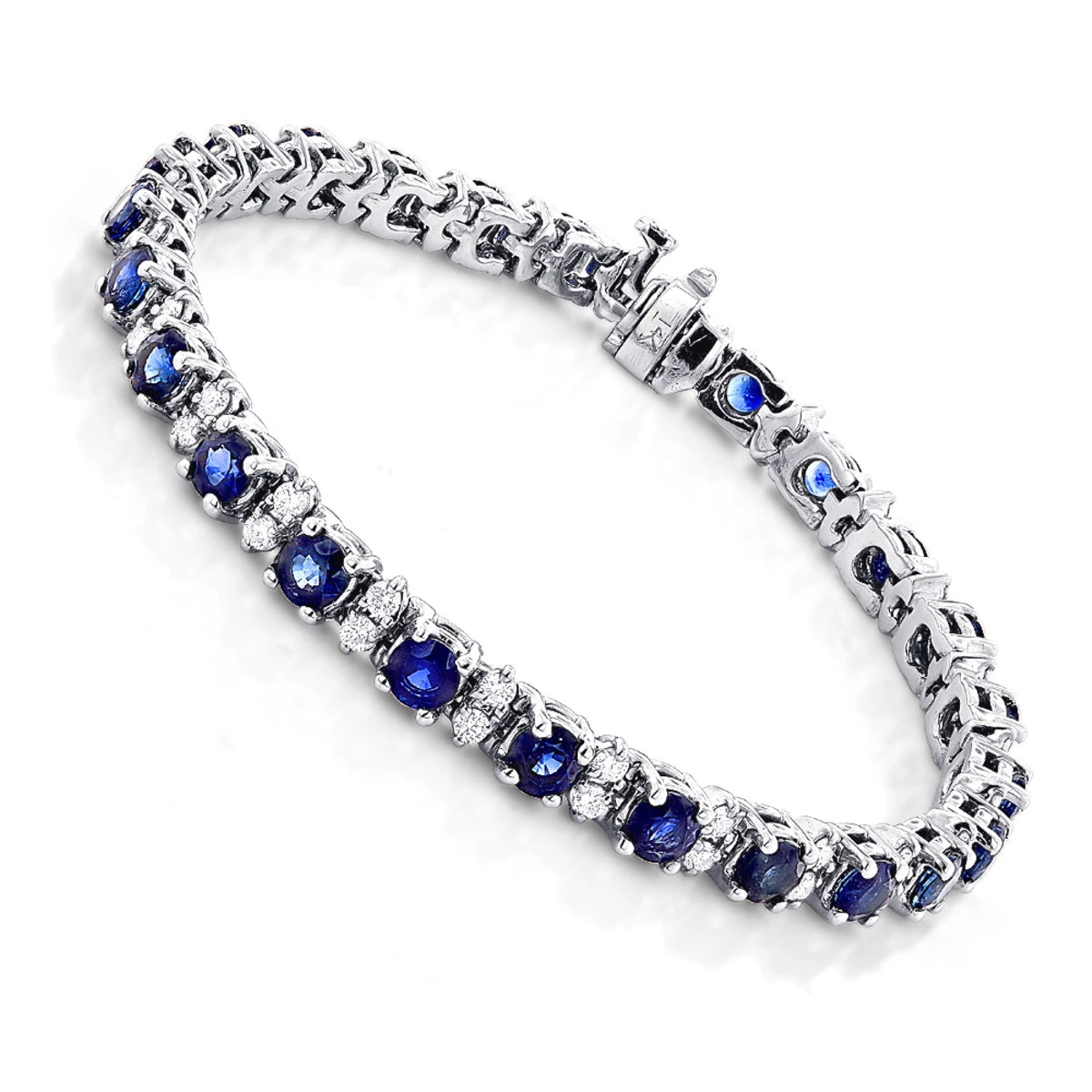 18K White Gold Blue Sapphire Diamond Tennis Bracelet For Women 3.76ct 3 18K White Gold Blue Sapphire Diamond Tennis Bracelet For Women 3.76ct
