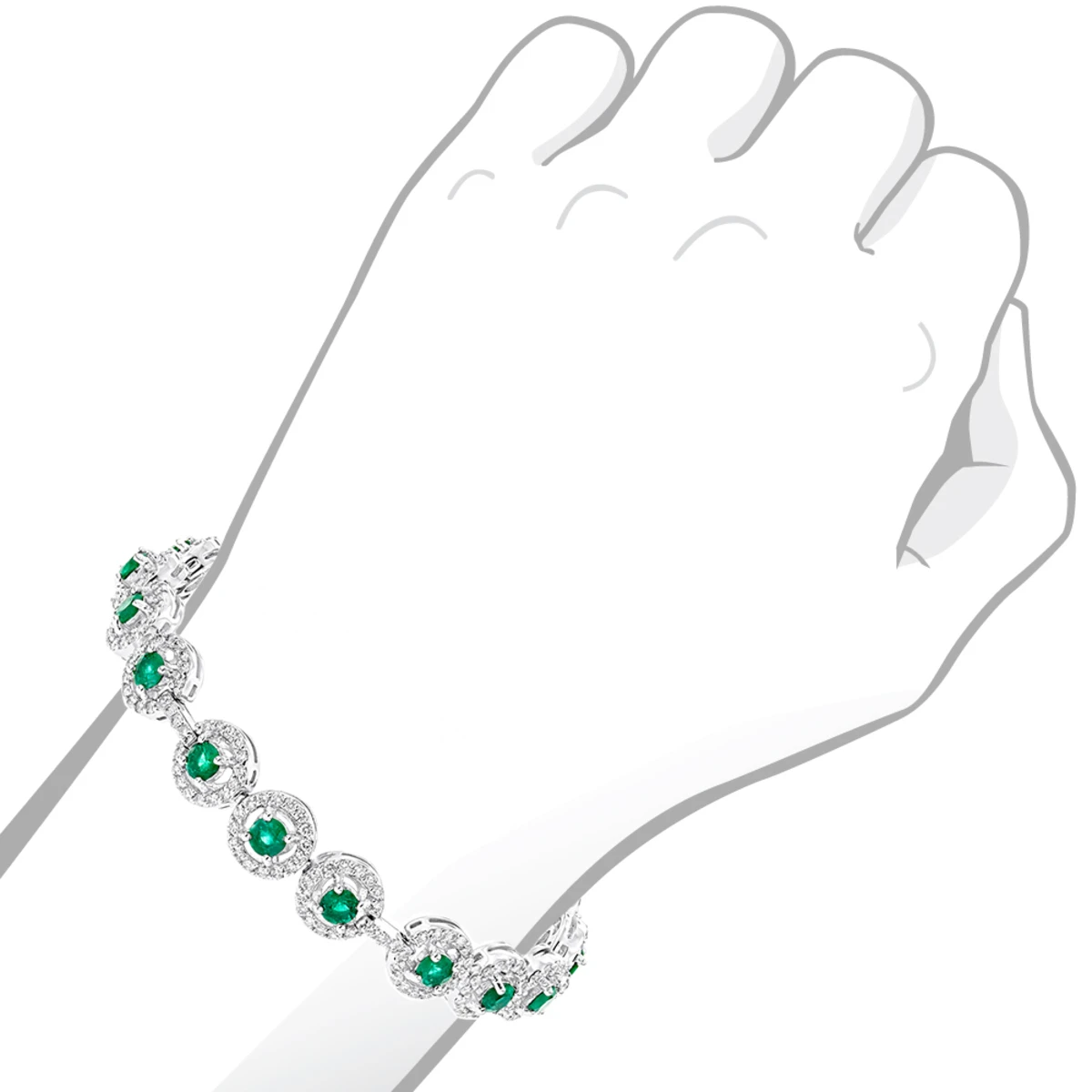 Women's 18K White Gold Diamond And Emerald Bracelet 2.52dtw 3.56stw 8 Women's 18K White Gold Diamond And Emerald Bracelet 2.52dtw 3.56stw - Image 6