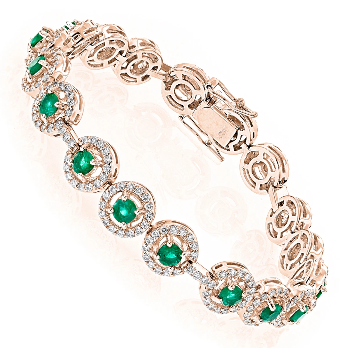 Women's 18K White Gold Diamond And Emerald Bracelet 2.52dtw 3.56stw 5 Women's 18K White Gold Diamond And Emerald Bracelet 2.52dtw 3.56stw - Image 3