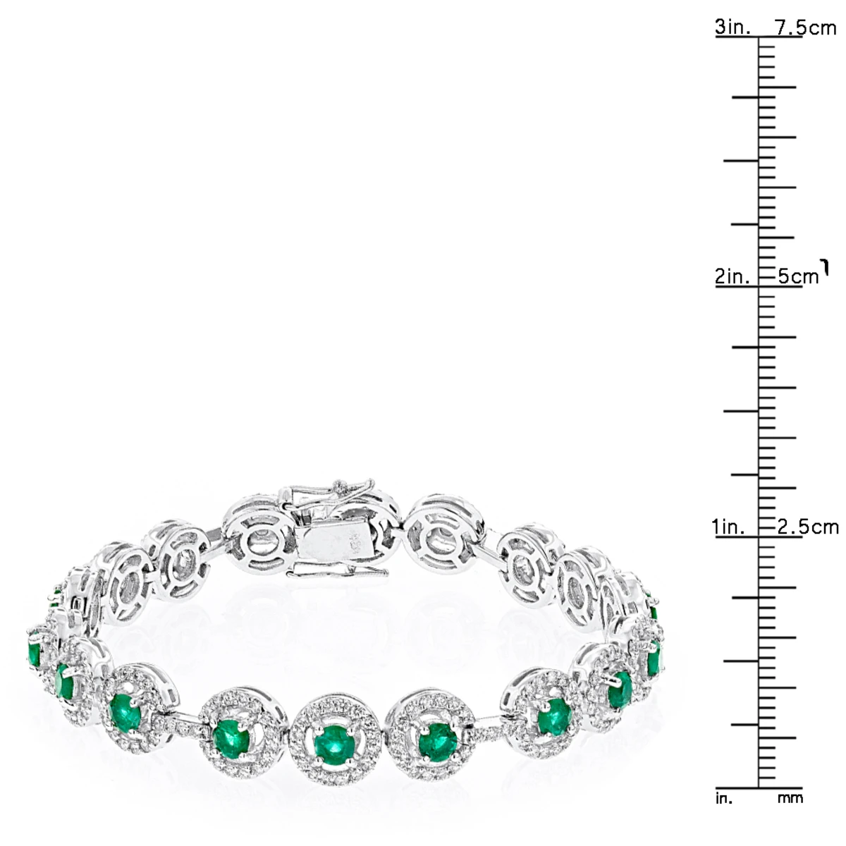 Women's 18K White Gold Diamond And Emerald Bracelet 2.52dtw 3.56stw 7 Women's 18K White Gold Diamond And Emerald Bracelet 2.52dtw 3.56stw - Image 5