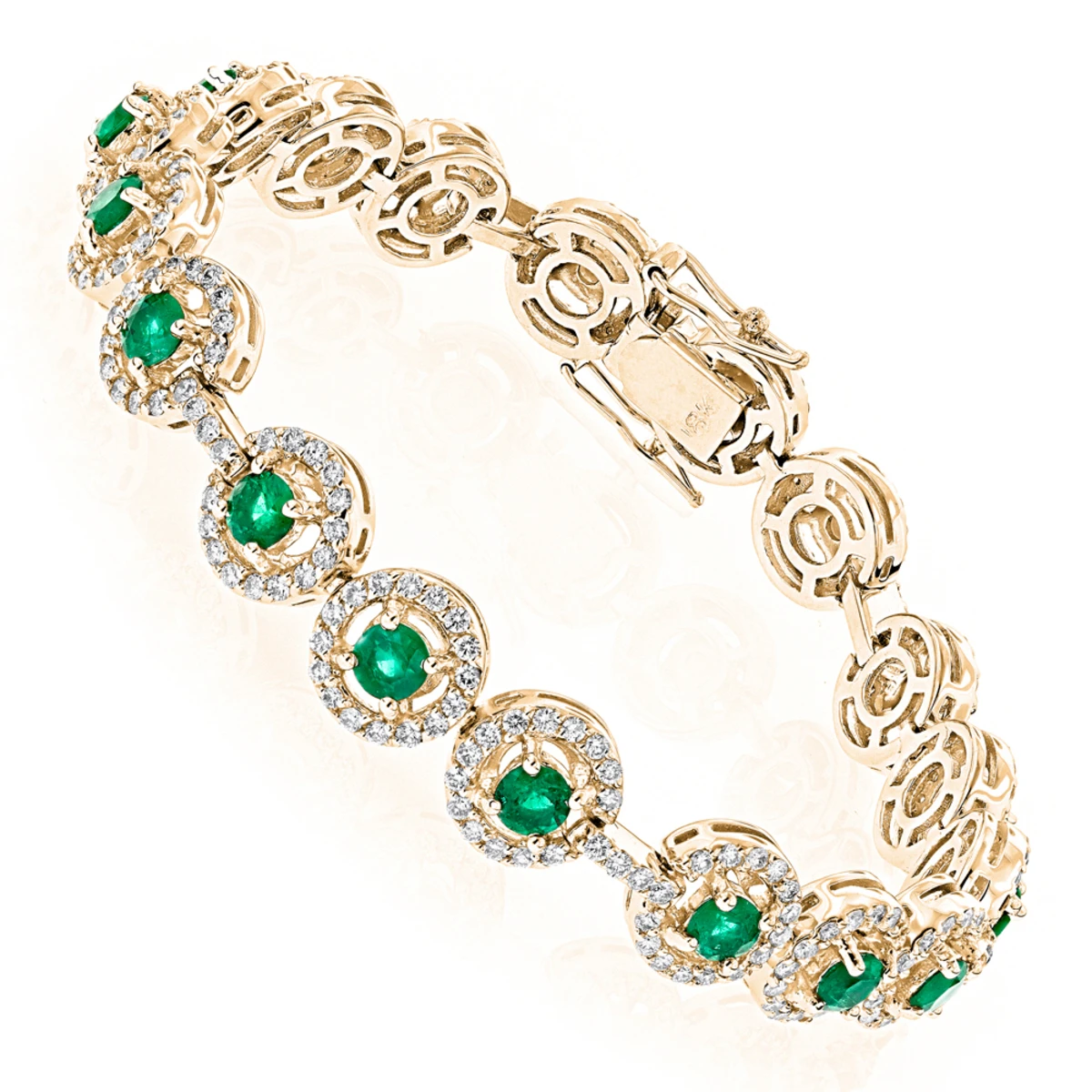 Women's 18K White Gold Diamond And Emerald Bracelet 2.52dtw 3.56stw 4 Women's 18K White Gold Diamond And Emerald Bracelet 2.52dtw 3.56stw - Image 2
