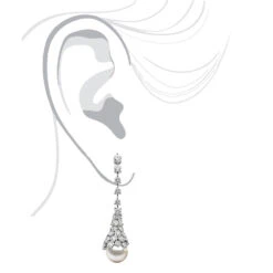 18K White Gold Diamond And Pearl Drop Earrings For Women 4.5 Carats F VS Diamonds 10 18K White Gold Diamond And Pearl Drop Earrings For Women 4.5 Carats F VS Diamonds -Invicta Jewelry Store 18k gold diamond and pearl drop earrings for women 45 carats f vs diamonds 100583 body white