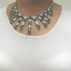 18K White Gold Diamond & Emerald Necklace 13.31dtw 28.52etw 9 18K White Gold Diamond & Emerald Necklace 13.31dtw 28.52etw -Invicta Jewelry Store 18k gold diamond emerald necklace 1331dtw 2852etw p 6003bod