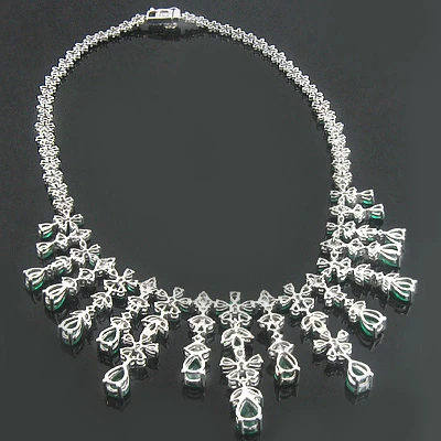 18K White Gold Diamond & Emerald Necklace 15.17dtw 22.44etw 4 18K White Gold Diamond & Emerald Necklace 15.17dtw 22.44etw - Image 2