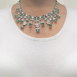 18K White Gold Diamond & Emerald Necklace 15.17dtw 22.44etw 9 18K White Gold Diamond & Emerald Necklace 15.17dtw 22.44etw -Invicta Jewelry Store 18k gold diamond emerald necklace 1517dtw 2244etw p 6004bod