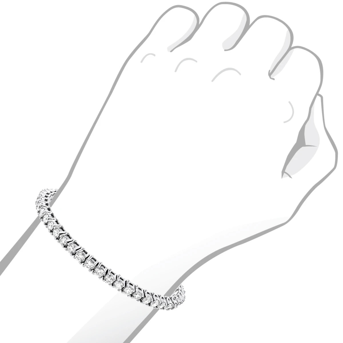 18K White Gold Inline Round Diamond Tennis Bracelet For Women 6.69ct VS Diamonds 8 18K White Gold Inline Round Diamond Tennis Bracelet For Women 6.69ct VS Diamonds - Image 6