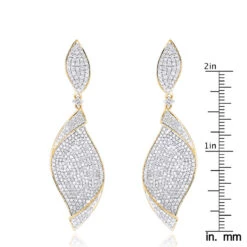 18K Yellow Gold Ladies Designer Diamond Leaf Earrings 3 Carats -Invicta Jewelry Store 18k gold ladies designer diamond leaf earrings 3 carats rulerye