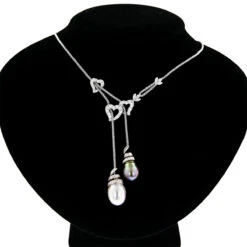 18K White Gold Pearl And Diamond Necklace Hearts 0.84ct 11 18K White Gold Pearl And Diamond Necklace Hearts 0.84ct -Invicta Jewelry Store 18k gold pearl and diamond necklace hearts 084ct p 5782 bodwh