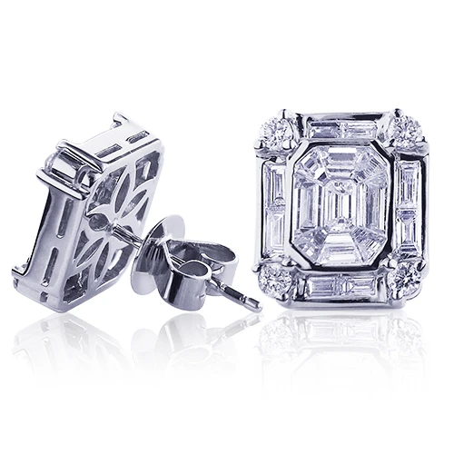 18K White Gold Unique VS Diamond Stud Earrings 2.01ct 3 18K White Gold Unique VS Diamond Stud Earrings 2.01ct