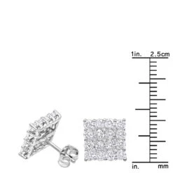 2 Carat Luxurman Square Shape Round Diamond Earrings Studs 14K White Gold 13 2 Carat Luxurman Square Shape Round Diamond Earrings Studs 14K White Gold -Invicta Jewelry Store 2 carat luxurman square shape round diamond earrings studs in 14k gold rulerwh