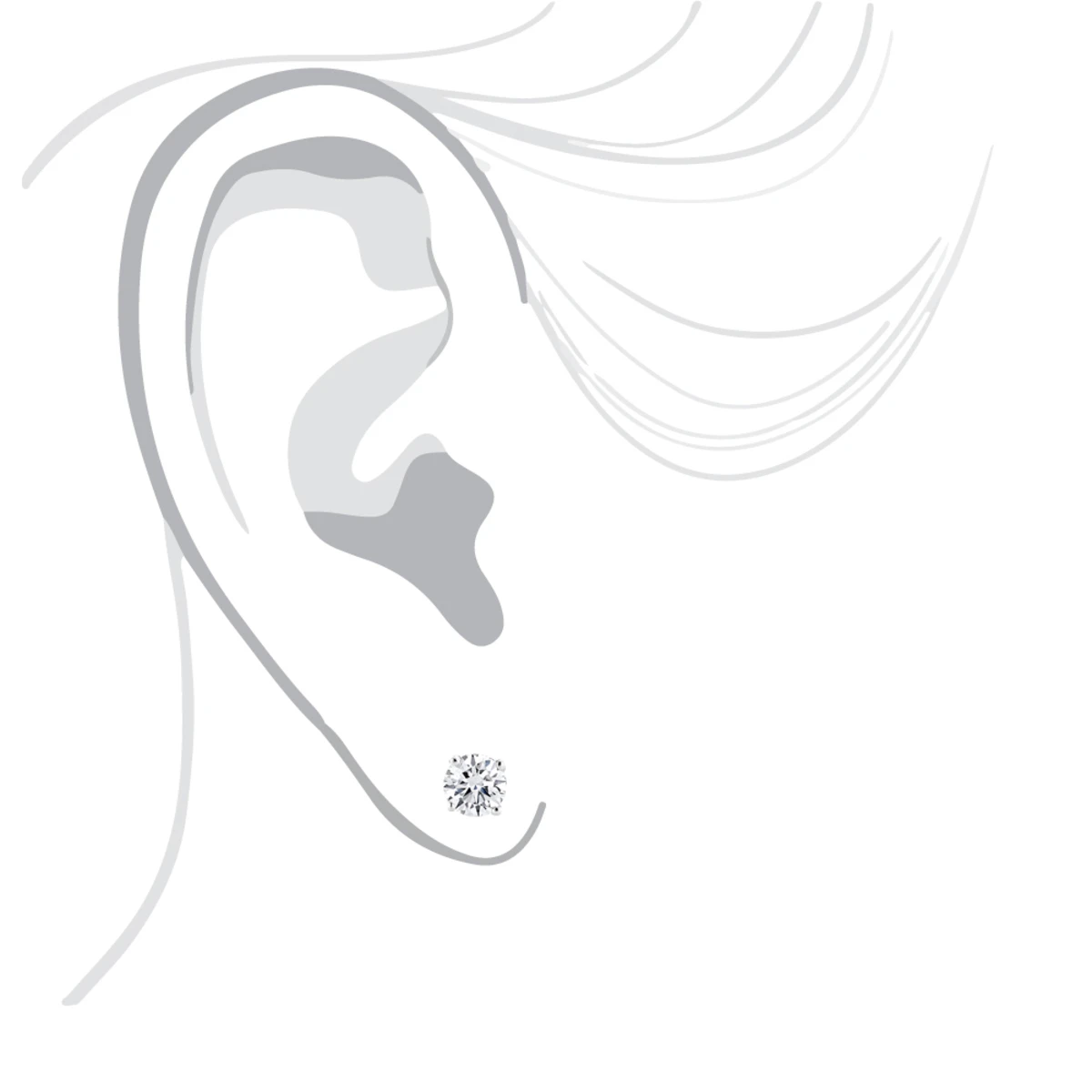 2 Carat Round Diamond Stud Earrings 14K White Gold 7 2 Carat Round Diamond Stud Earrings 14K White Gold - Image 5