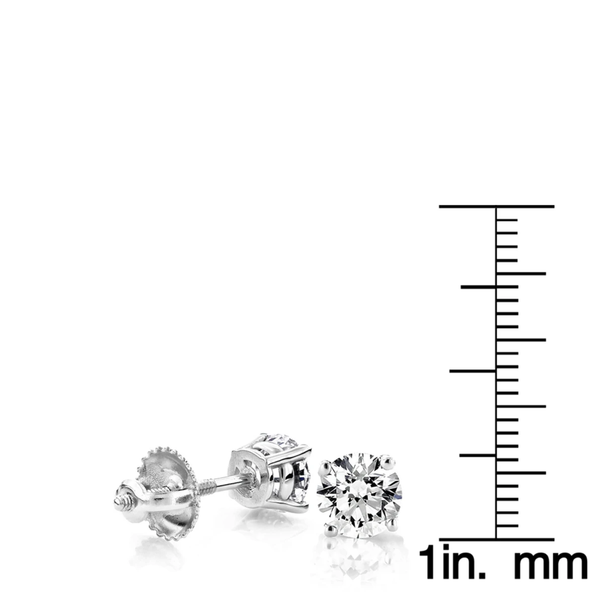 2 Carat Round Diamond Stud Earrings 14K White Gold 8 2 Carat Round Diamond Stud Earrings 14K White Gold - Image 6