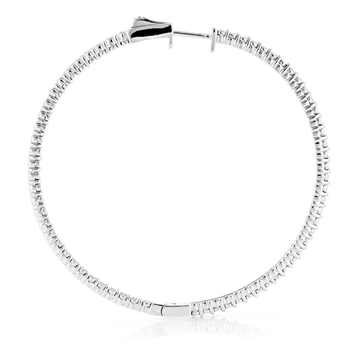 2 Inch Diamond Hoop Earrings 1ct 14K Yellow Gold Inside Out Hoops 6 2 Inch Diamond Hoop Earrings 1ct 14K Yellow Gold Inside Out Hoops - Image 4