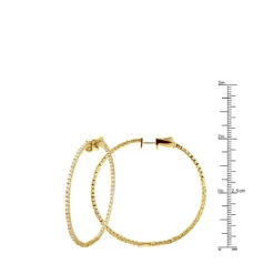 2 Inch Diamond Hoop Earrings 1ct 14K Yellow Gold Inside Out Hoops 13 2 Inch Diamond Hoop Earrings 1ct 14K Yellow Gold Inside Out Hoops -Invicta Jewelry Store 2 inch diamond hoop earrings 09ct 14k gold inside out hoops ruler
