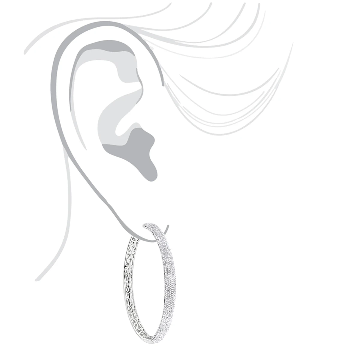 2 Inch Diamond Hoop Earrings 2.2ct 14K Yellow Gold 8 2 Inch Diamond Hoop Earrings 2.2ct 14K Yellow Gold - Image 6