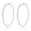 2 Inch Diamond Hoop Earrings 4ct 14K White Gold Inside Out Design