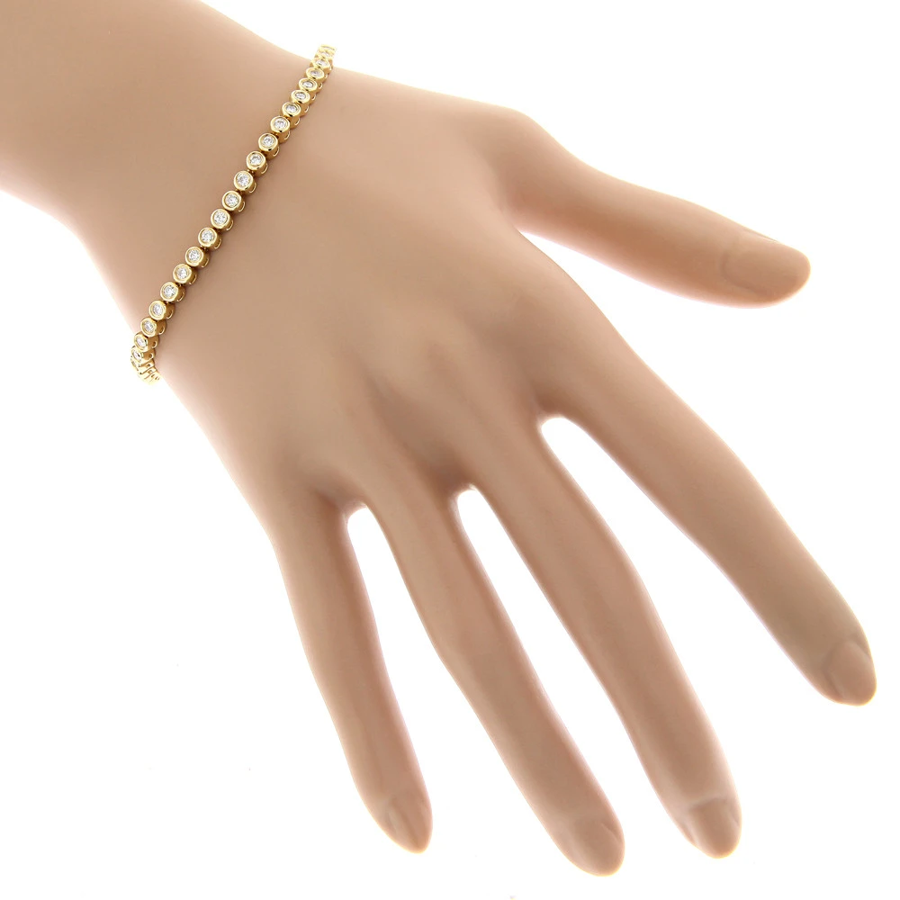 2.20 Carat Diamond Tennis Bracelet 14K Yellow Gold Bezel Set 7 2.20 Carat Diamond Tennis Bracelet 14K Yellow Gold Bezel Set - Image 5