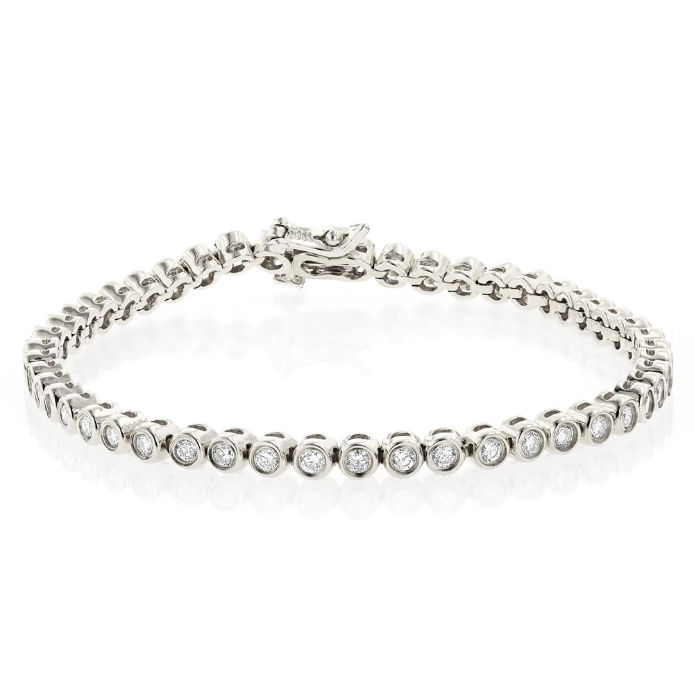 2.20 Carat Diamond Tennis Bracelet 14K Yellow Gold Bezel Set 4 2.20 Carat Diamond Tennis Bracelet 14K Yellow Gold Bezel Set - Image 2