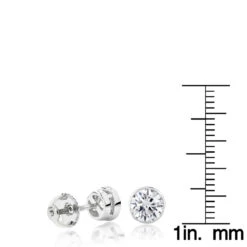 2ct Diamond Platinum Stud Earrings Bezel Set Round Cut -Invicta Jewelry Store 2ct diamond platinum stud earrings bezel set round cut ruler