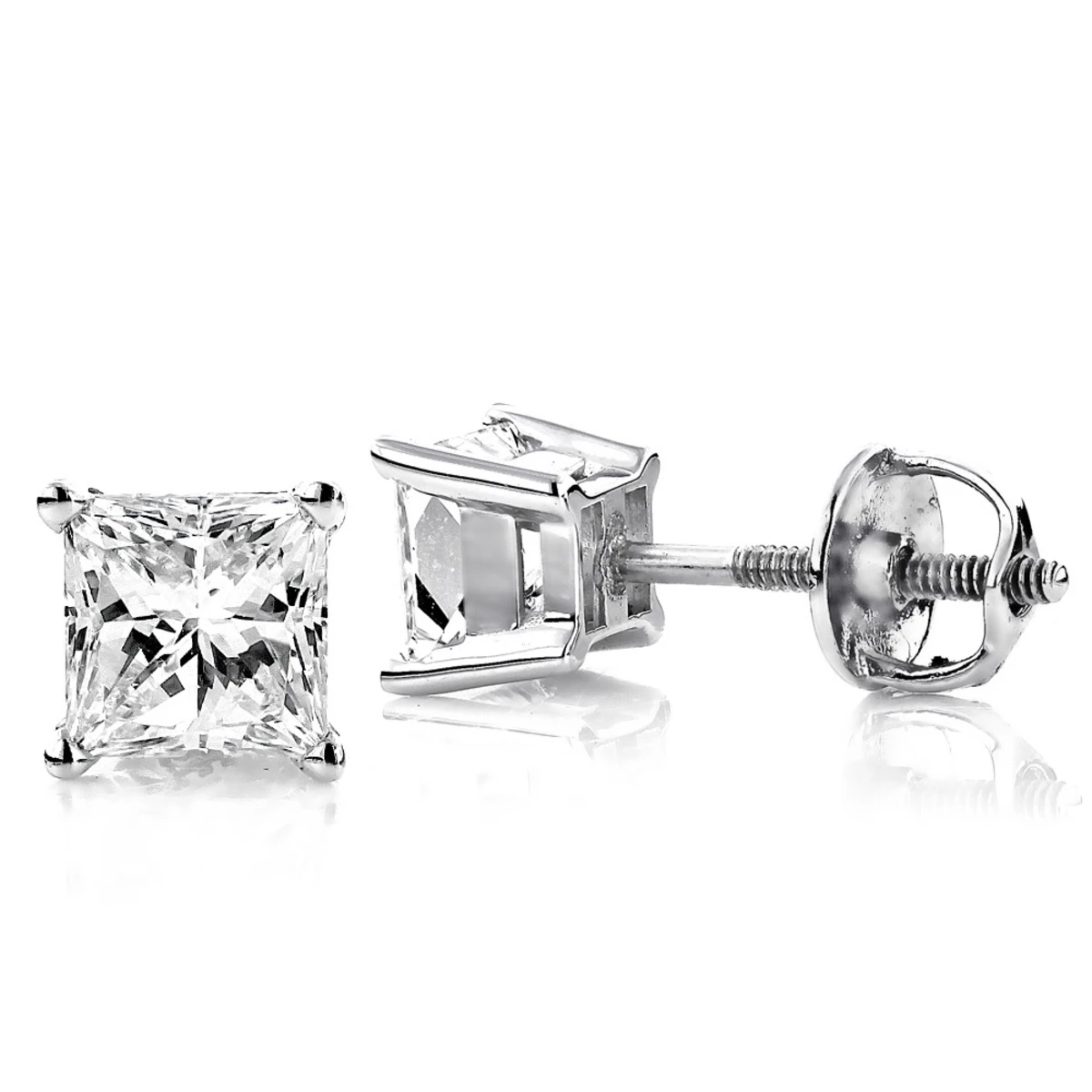 2ct Princess Cut Diamond Platinum Stud Earrings 3 2ct Princess Cut Diamond Platinum Stud Earrings