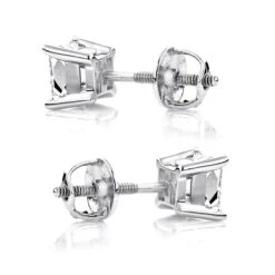 Invicta Jewelry Store -Invicta Jewelry Store 2ct princess cut diamond platinum stud earrings back