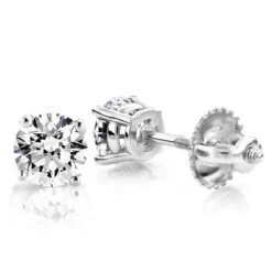 2ct Round Cut Diamond Platinum Stud Earrings