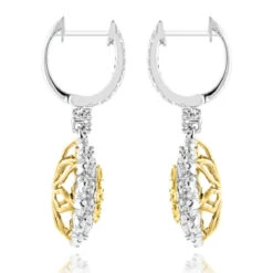 3 Carat 14K White Gold White Yellow Diamond Flower Earrings For Women By Luxurman 11 3 Carat 14K White Gold White Yellow Diamond Flower Earrings For Women By Luxurman -Invicta Jewelry Store 3 carat 14k gold white yellow diamond flower earrings for women by luxurman backwh