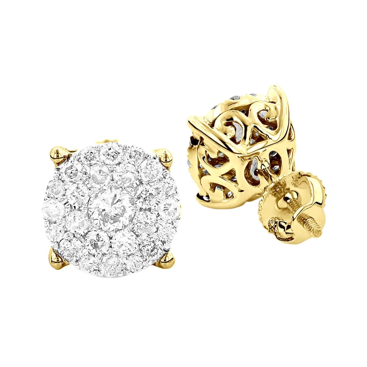 3 Carat Look Round Diamond Cluster Earrings Studs 1.21ct 18K White Gold 6 3 Carat Look Round Diamond Cluster Earrings Studs 1.21ct 18K White Gold - Image 4