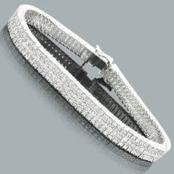 3 Row Diamond Tennis Bracelet 1 Ct Sterling Silver