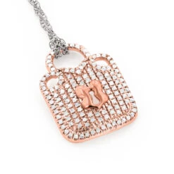 Real White & 10K White/Rose Gold Ladies Diamond Lock Pendant Necklace 0.3ct 9 Real White & 10K White/Rose Gold Ladies Diamond Lock Pendant Necklace 0.3ct -Invicta Jewelry Store 406791ro ro