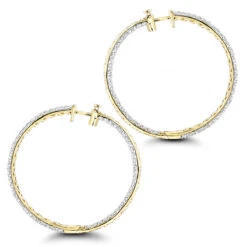 Large 5 Carat Diamond Hoop Earrings For Women 14K Yellow Gold Inside Out Style 11 Large 5 Carat Diamond Hoop Earrings For Women 14K Yellow Gold Inside Out Style -Invicta Jewelry Store 5 carat diamond hoop earrings 14k gold inside out style p 48029 backye