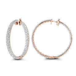 Large 5 Carat Diamond Hoop Earrings For Women 14K Yellow Gold Inside Out Style 10 Large 5 Carat Diamond Hoop Earrings For Women 14K Yellow Gold Inside Out Style -Invicta Jewelry Store 5 carat diamond hoop earrings 14k gold inside out style p 48029 ro