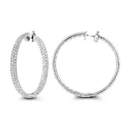Large 5 Carat Diamond Hoop Earrings For Women 14K Yellow Gold Inside Out Style 9 Large 5 Carat Diamond Hoop Earrings For Women 14K Yellow Gold Inside Out Style -Invicta Jewelry Store 5 carat diamond hoop earrings 14k gold inside out style p 48029 wh