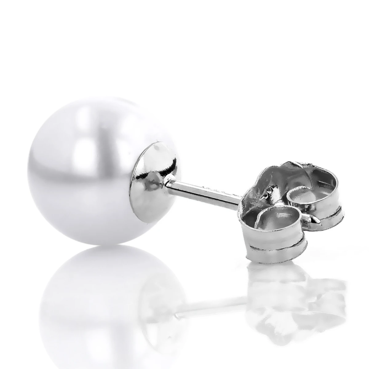 6-6.5mm 14K White Gold White Fresh Water Pearl Stud Earrings 6 6-6.5mm 14K White Gold White Fresh Water Pearl Stud Earrings - Image 4