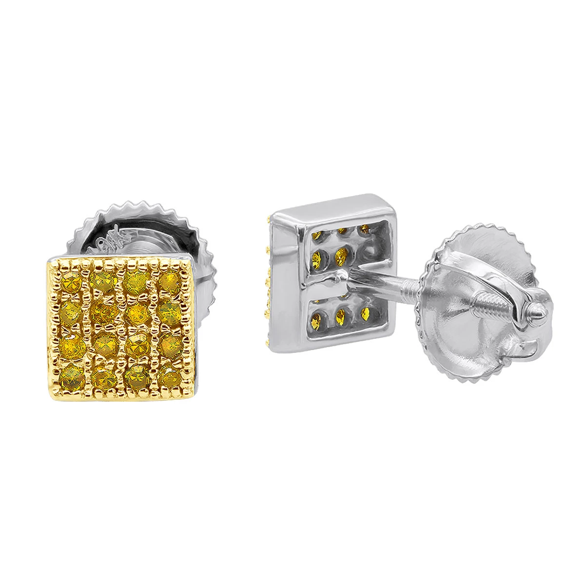 10K Yellow Gold Affordable Yellow Diamond Stud Earrings For Men And Women 0.23ct 4 10K Yellow Gold Affordable Yellow Diamond Stud Earrings For Men And Women 0.23ct - Image 2