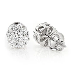 Affordable Diamond Studs 1.25ct Sterling Silver Cluster Earrings