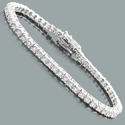 Affordable Diamond Tennis Bracelet In Sterling Silver 0.2ct 3 Affordable Diamond Tennis Bracelet In Sterling Silver 0.2ct