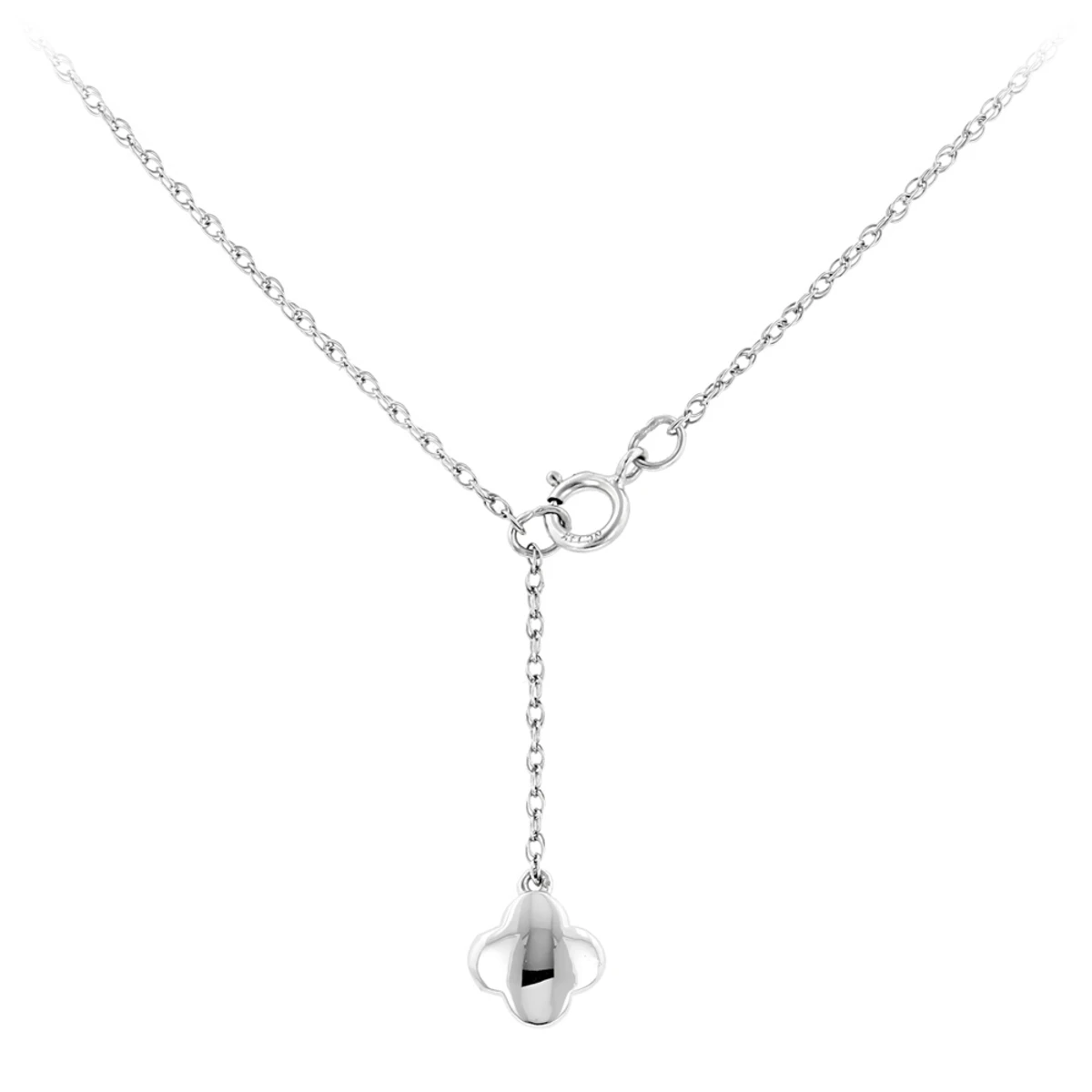 14K White Gold Ladies Diamond Alhambra Necklace 1/3ct 6 14K White Gold Ladies Diamond Alhambra Necklace 1/3ct - Image 4